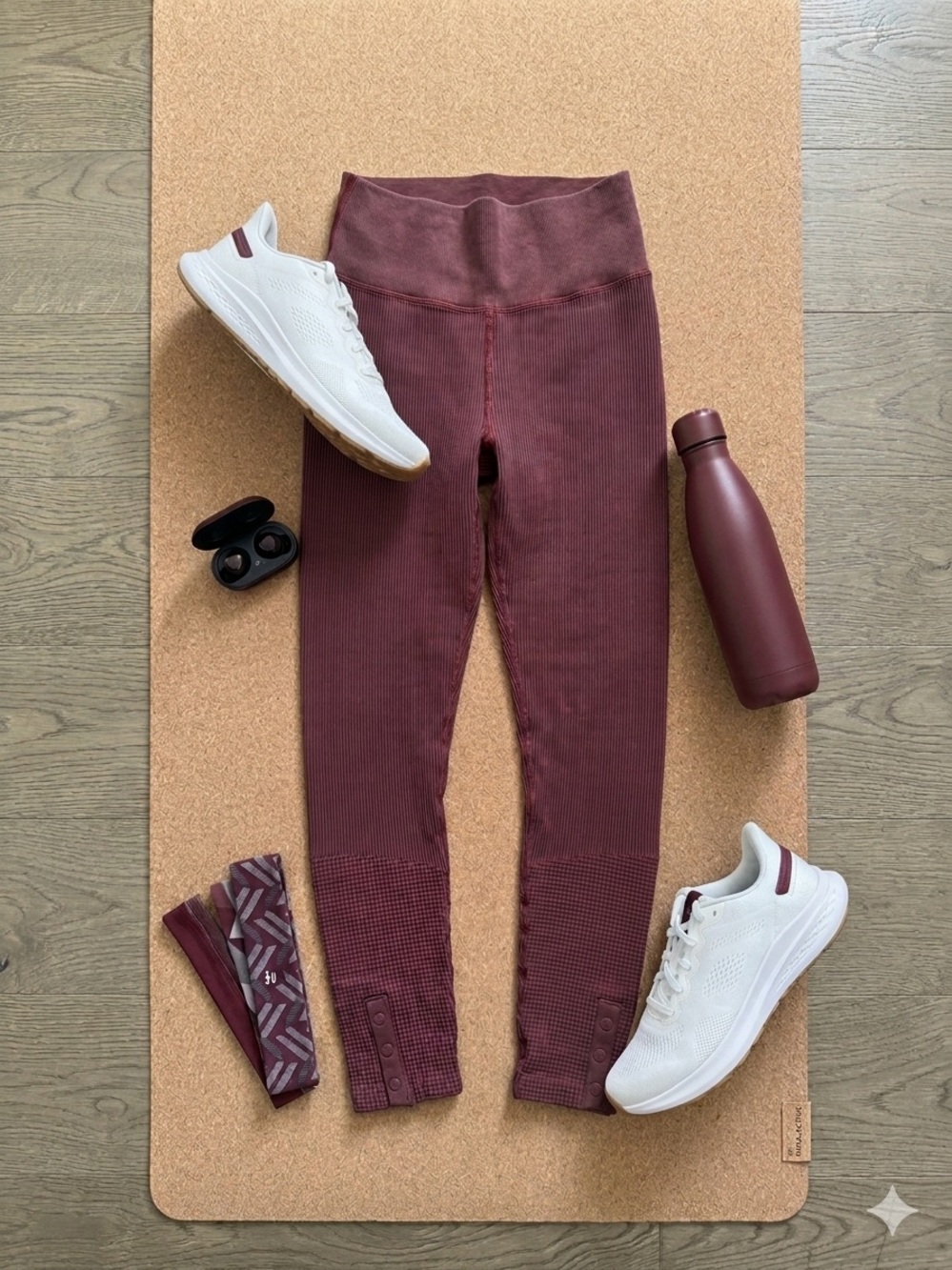 OFFLINE by Aerie Ribbed Seamless Leggings in Burgundy / Mauve - Size S/P